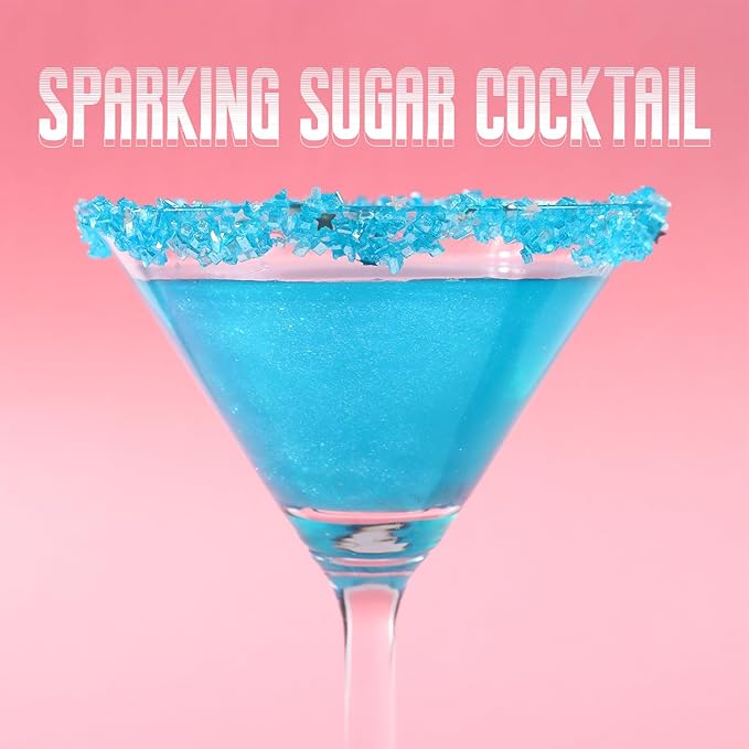 Sanding Sugar Edible Silver Glitter Stars Mix, Edible Blue Sugar Sprinkles for Cake Decorating, Sparkling Edible Sanding Sugar for Cupcake Toppers Cookie Decorations For Wedding Party Celebrations 3.5oz (Sky BLue)