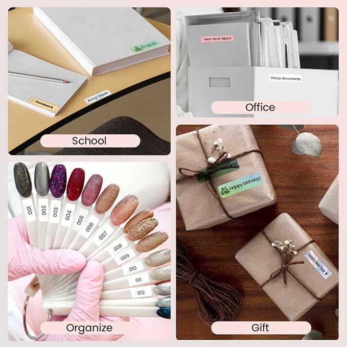 Phomemo D30 Label Maker Machine with 3 Tapes - White Clear Gold Labels, Portable Handheld Bluetooth Mini Label Maker Printer, Multiple Templates for Smartphone Thermal Small Label Printer Rechargeable