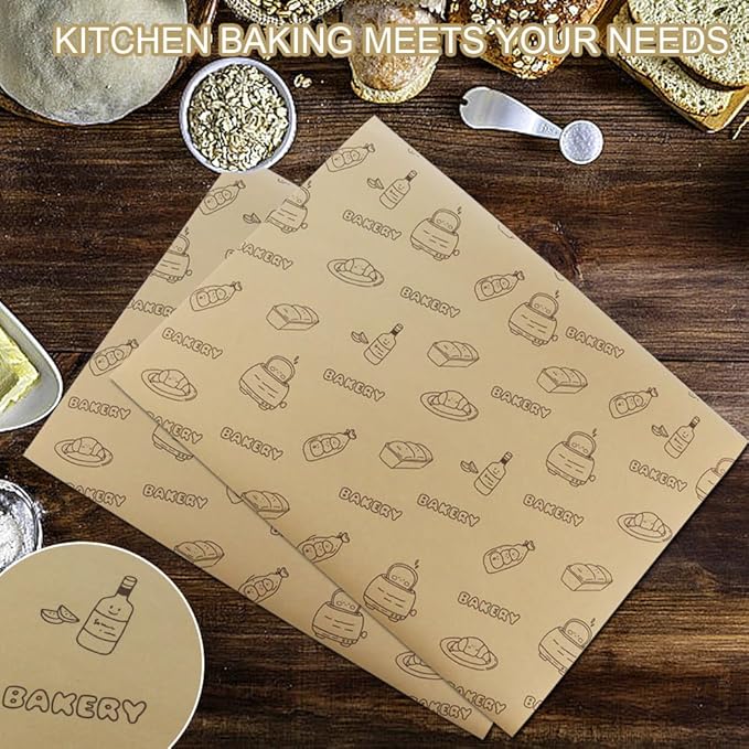 50 Pcs Sandwich Wrapping Paper Deli Wraps, Waterproof Oil-proof Picnic Basket Liners Precut Non-Stick Parchment Paper Baking Sheets for Baking, Cooking, Grilling, Air Fryer and Steaming
