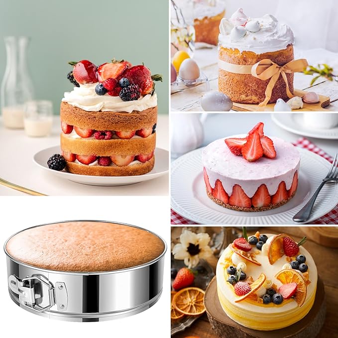 7 Inch Springform Cake Pan, Stainless Steel Springform Pans, Leakproof & Nonstick Cheesecake Pan with Removable Bottom, Round Spring Form Cake Pan For Baking