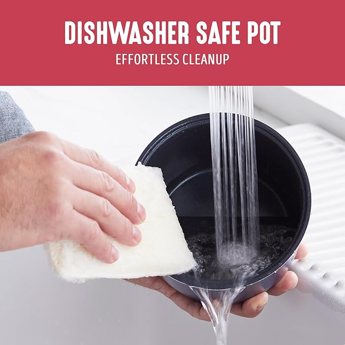 GreenLife Digital Rice Cooker, 2-Cups Uncooked/4-Cups Cooked, Removable Nonstick Ceramic PFAS-Free Pot, One-Touch Presets, Oats, Quinoa, Brown Rice, Auto Keep Warm, Fuzzy Logic Tech, 1.5 QT, Red