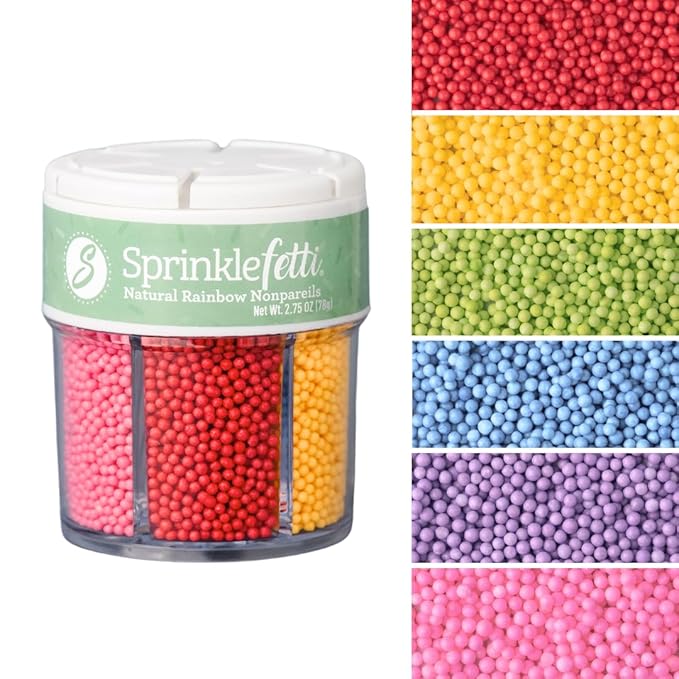 Sweets Indeed Sprinkles 6 Cell Edible Sprinkle Mix Jimmies Perfect for Cake Decorations Baking Ice Cream Cookies Cupcake Topper (Rainbow Nonpareils)