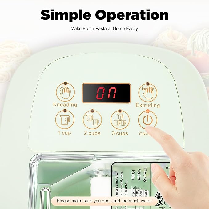 110V 260W Green Electric Pasta Maker Machine,Automatic Roller Noodle Maker Dumpling Skin Dough Machine with 13 Molds for Home Kitchen Use