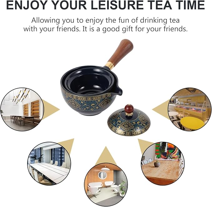 Chinese Ceramic Teapot Classical Porcelain Chinese Gongfu Tea Set 360 Rotation Ceramic Teapot with Tea Strainer for Loose Leaf Tea