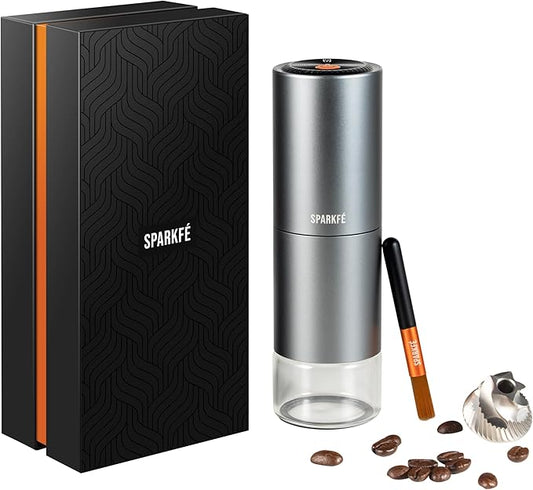Portable Electric Coffee Grinder, Rechargeable Wireless Handheld Grinder with Stainless Steel Conical Burr, Adjustable Grind Settings, for Espresso, Moka, Pour Over, French Press, Cold Brew