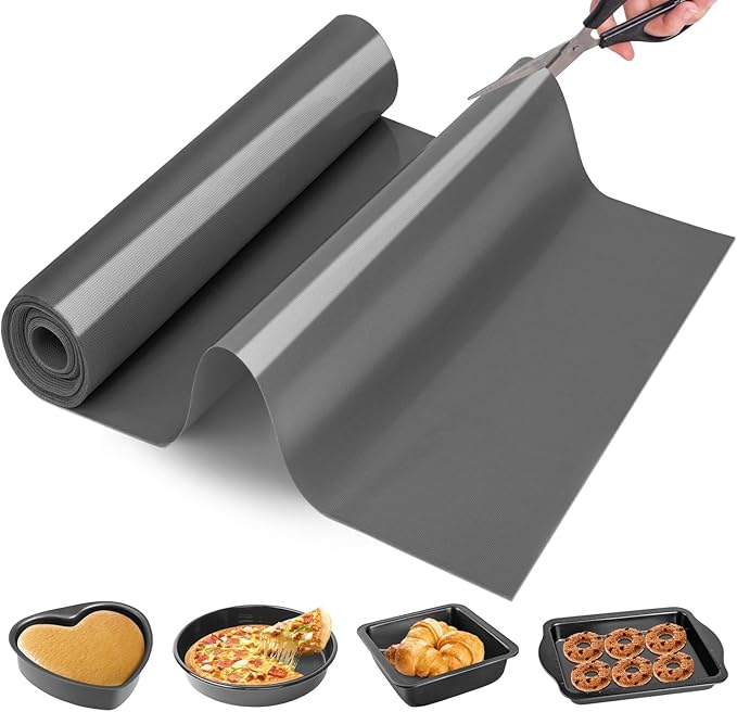 Silicone Baking Mat Roll - Cut to Size Silicone Mat- Non-slip Kitchen Counter Protector Mat, Non-Stick Silicone Pastry Mat, Reusable Air Fryer Linner, Freeze Dryer Mat, Macaron Cookie Baking Mat