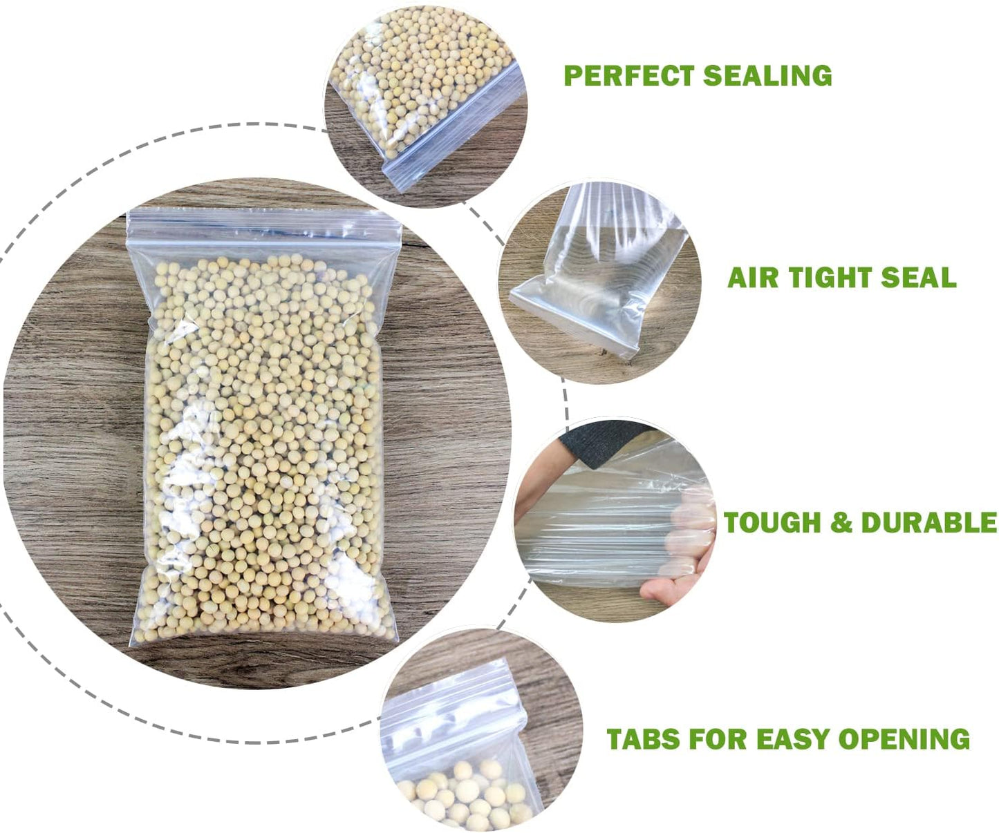 8" X 10" (1000 Bags) 2 Mil Clear Reclosable Zip Plastic Poly Bags, Quart with Resealable Lock Seal Zipper