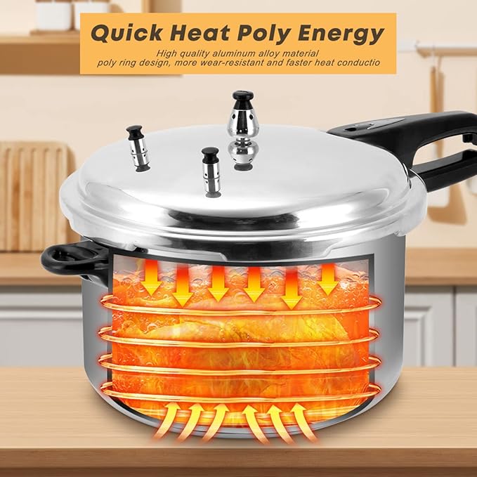 12 Quart Pressure Cooker,Aluminum Pressure Canner w/Canning Rack & Easy Lock Lid for Canning, Steaming