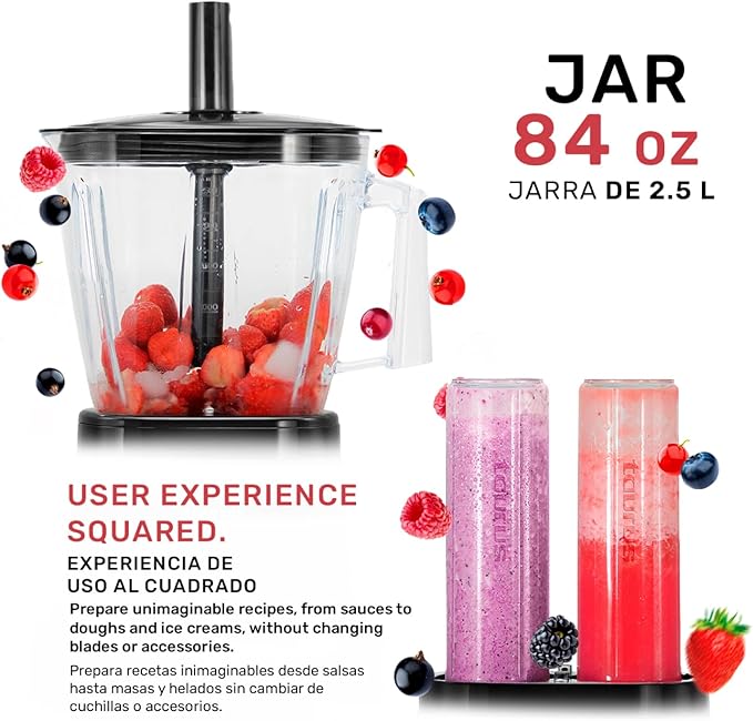 High-Performance Countertop Blender – 1500W Professional Power, 8 Presets, 64oz Tritan Jar, Self-Cleaning, Smoothie & Hot Soup Maker for Home & Kitchen, Blaze by Taurus