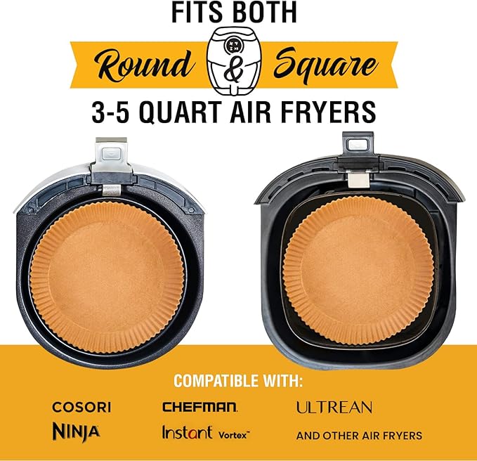 6.3” Small Round Air Fryer Liners, 2-4 qt Airfryer Paper Liners, 125Pcs Disposable parchment paper for air fryer – Non-Stick and Oil Proof for Easy Cleanup by Baker's Signature