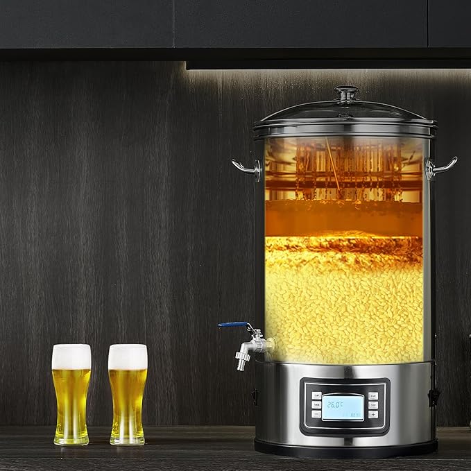 VEVOR Electric Brewing System, 8 GALLON Brewing Stock Pot, All-in-One Home Beer Brewer, 304 Stainless Steel Brewing Supplies with Panel, Includes Glass Lid, Handle, Spigot, Electronic Panel Control