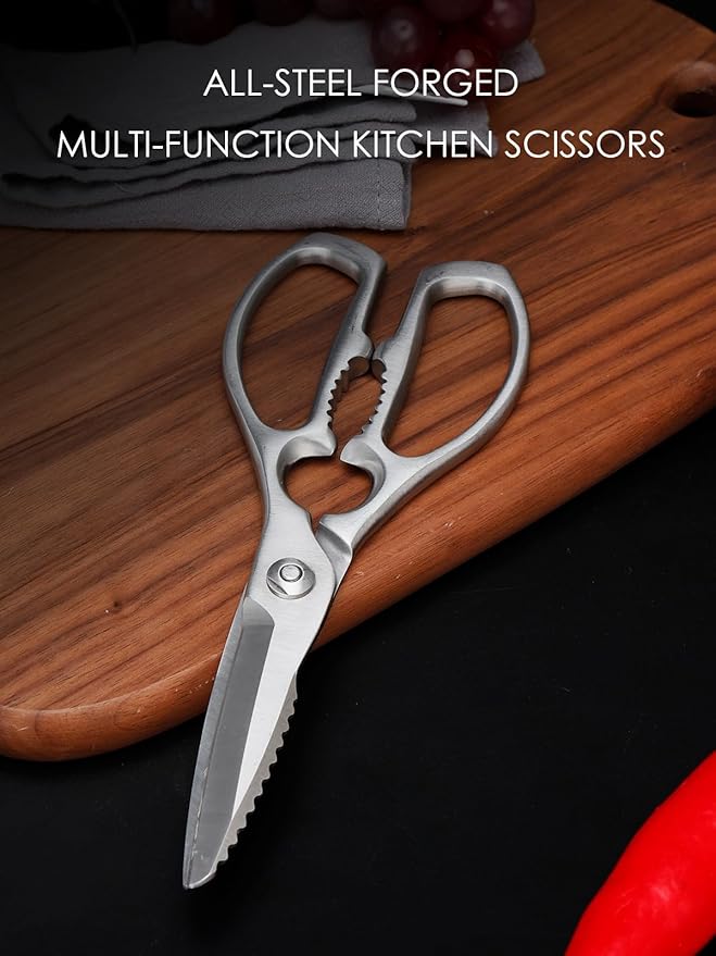 Kitchen Shears – Heavy-Duty Kitchen Scissors for Food | Ideal for Meat, Poultry & Vegetables | 3Cr14 Stainless Steel | Forged for Strength | Dishwasher Safe