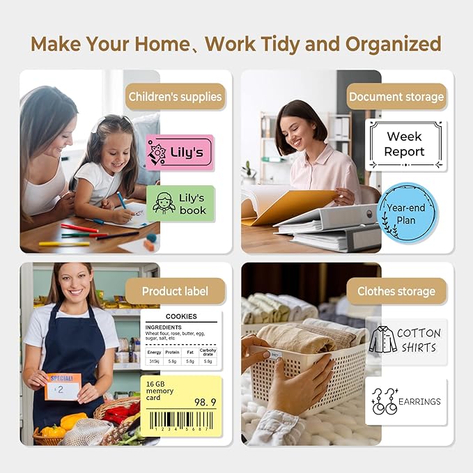 Phomemo M110 Label Makers - Portable Bluetooth Thermal Label Maker Machine,Label Printer for Name, Barcode, Clothing, Jewelry, Retail, Mailing, for Android & iOS, with 1Pack 40×30mm Label, White