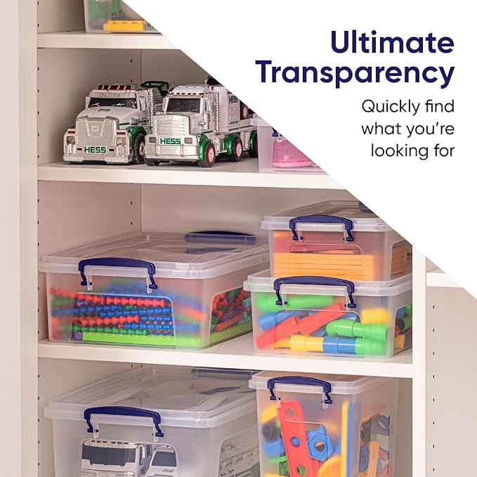 Superio Storage Bins with Lids, Clear Plastic Containers for Organizing, Stackable Totes, BPA Free, Odor Free, Organizer Boxes for Home, and Dorm (4 Pack, 28.5 Qt)