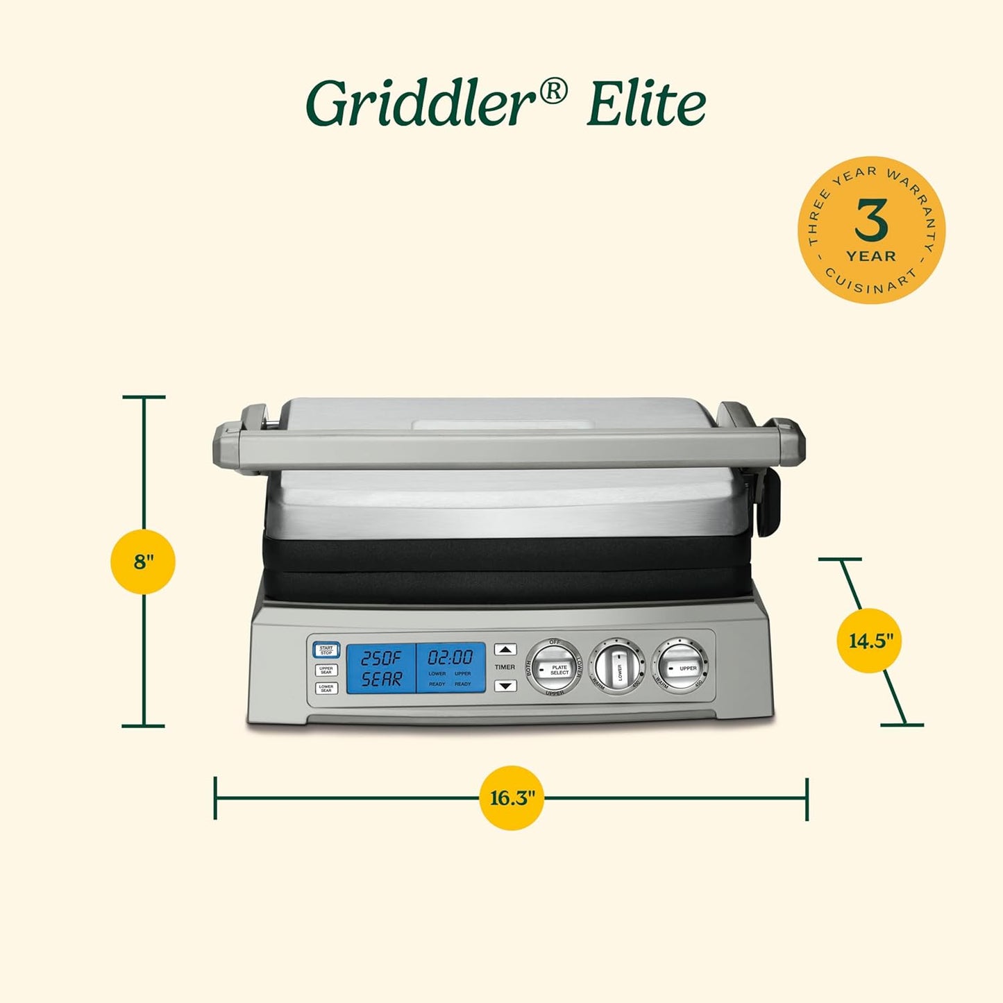 Cuisinart GR-300WSP1 Elite Griddler, Stainless Steel