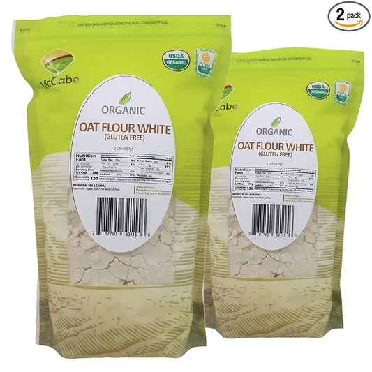 McCabe Organic Oat Flour White - Oat Flour Organic | Rich with Fiber & Minerals | USDA and CCOF Certified | Product of USA | 2Lbs | Pack of 2