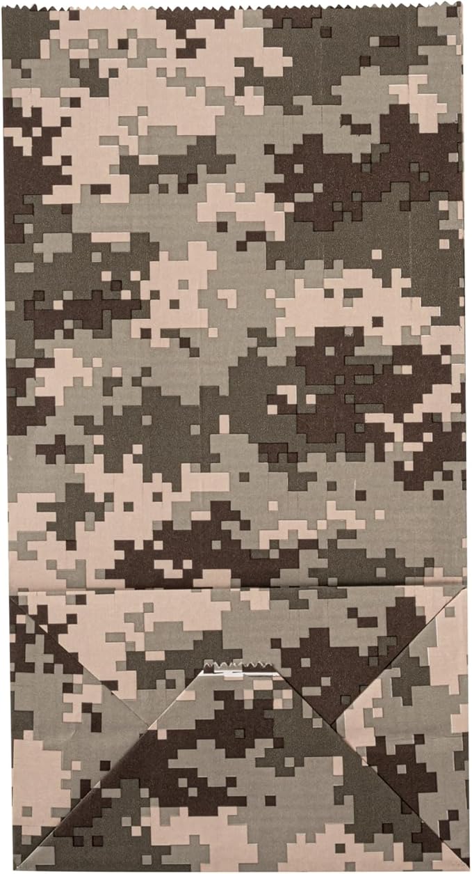 Restaurantware Bag Tek 4 LB Disposable Lunch Bags 100 Sturdy Take Out Bags - Flat Bottom Great For Restaurants Cafes And Bakeries Camouflage Paper Popcorn Bags Versatile For Grocery And More