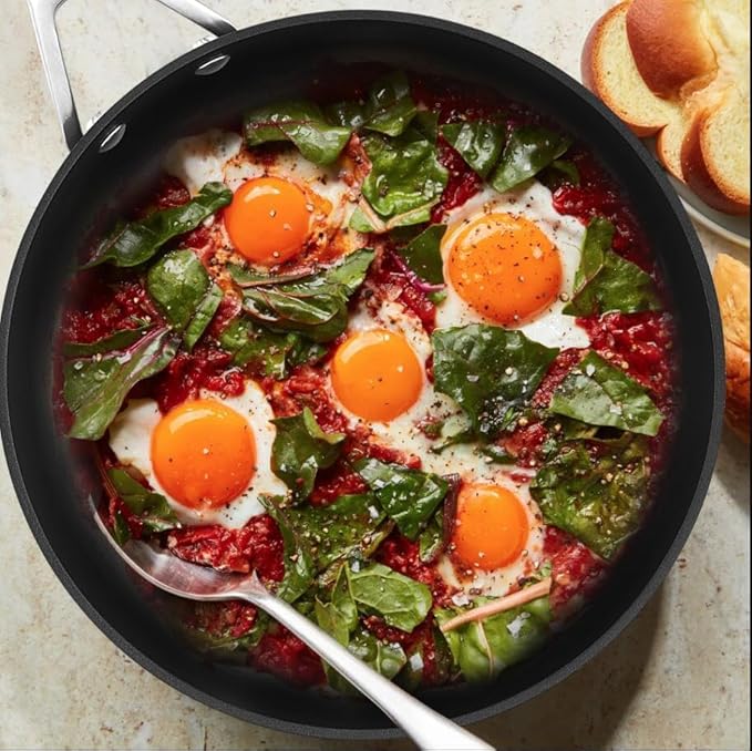 MsMk 12 Inch Nonstick Frying Pan with Lid, Titanium and Ceramic Nonstick skillet with lid, PFOA Free, Non-Toxic, Stay-Cool Handle, Scratch-resistant, Dishwasher Safe, Oven Safe to 700°F