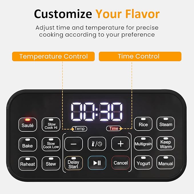 Sunvivi 12-in-1 Multi Slow Cooker Roaster Oven, 6.5QT Sliver Digital Programmable Slow Cooker with Rack, Large Removable Nonstick Crock, Glass Lid, Multicooker with Timer Temp Control, Delay Start