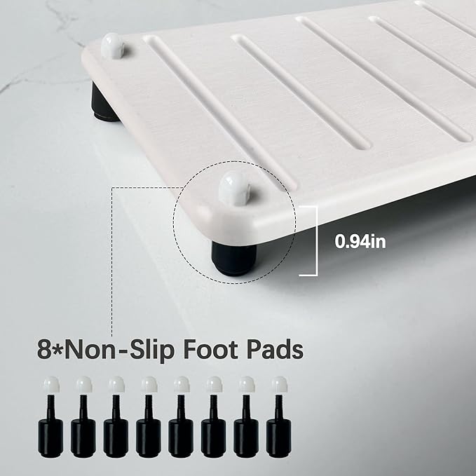 2PCS Water Absorbing Stone Drying Mat for Bathroom Sink & Kitchen Counter Organizer, Instant Dry Soap Dispenser Sponge Holder, Sink Caddy, Vanity Tray (8.66"x4.33"-White)