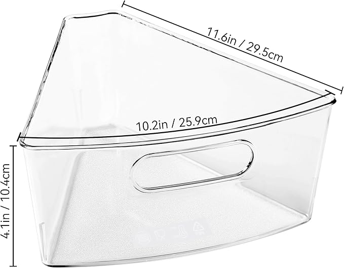 Oubonun Lazy Susan Organizers Set of 8, 11.6’’ x 10.2’’ x 4.1’' Plastic Transparent Kitchen Cabinet Storage Bins with Handle, 4.1" Deep Container, 1/8 Wedge - Food Safe, without BPA