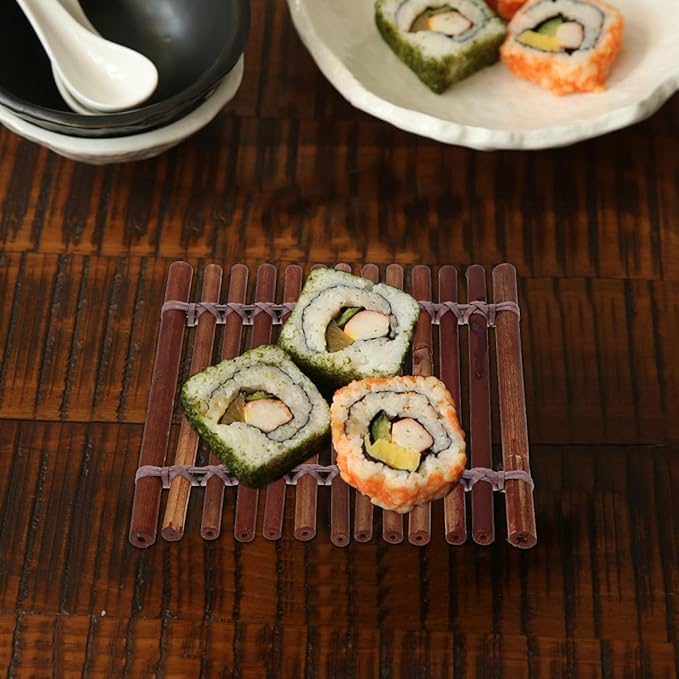 BESTOYARD 5.11-Inch Japanese Sashimi Bamboo Sheet- Decorative Platter Sushi Making Rolling Mats for Seafood Presentation Table Decor