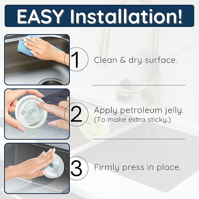 Sponge Daddy Caddy by Storage Theory – Sponge Mommy & Daddy Kitchen Sink Organizer, Universal, Simple Suction Cup Installation, Dishwasher Safe, Keep Sponges Dry, Odor-Free – White, 1 Pack