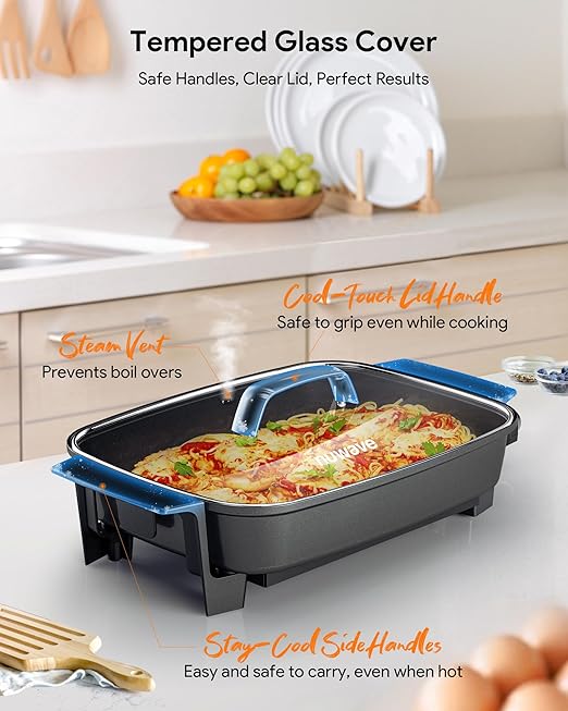 Nuwave Medley XL Digital Electric Skillet, Family Size Griddle w/Glass Lid, 2025 New & Improved Precision Heating, 100°-425°F, PFAS Free G11 Nonstick Ceramic Coating, Portable Hot Plate, 7qt Capacity