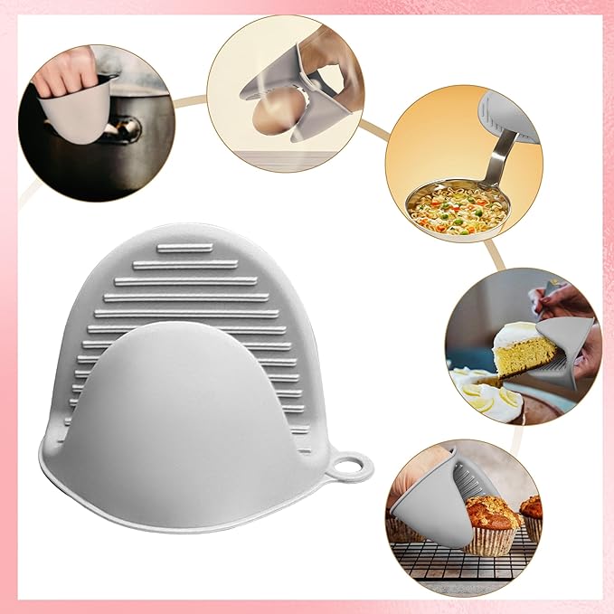 Oven Mitts, 3 Pairs Mini Silicone Heat Resistant Oven Mitts Gloves, Rubber Oven Mitt Potholders for Kitchen Cooking, Thickened & Portable Cute Oven Mitts