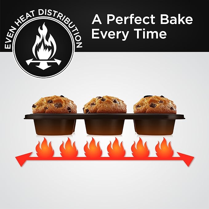 Wrenbury Jumbo Muffin Pan 6 Cup - Nonstick XL Deep Muffin Pan for Baking 3.75" Cup - Big Cup Tin - Oversized Extra Large Cupcake Mold - Dishwasher Safe - PTFE Free