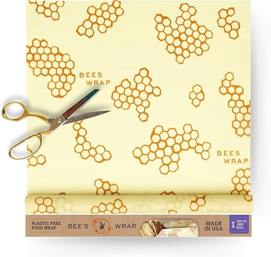 Bee's Wrap Beeswax Wraps for Food - Honeycomb Cut to Size 14x52" Wax Paper Roll - Made in USA Reusable Waxed Paper & Bowl Covers - Organic & Eco-Friendly Alternative to Aluminum Foil & Plastic Wrap