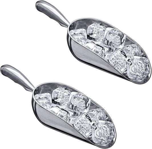Amazing Abby - Elsa - 12-Ounce Aluminum Ice Scoops (Set of 2), Cast Aluminum Utility Scoops, Food-Grade, Good for Home and Commercial Use, NOT Dishwasher-Safe, Hand-Wash Recommended