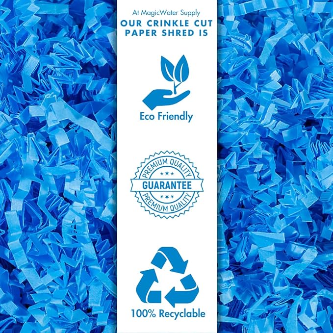 MagicWater Crinkle Cut Paper for Gift Baskets - 2LB - Light Blue - Perfect for Shredded Paper Filler, Basket Filler, Gift Boxes, Bridesmaid Gifts, Halloween Stuffers & More – Ideal for All Occasions