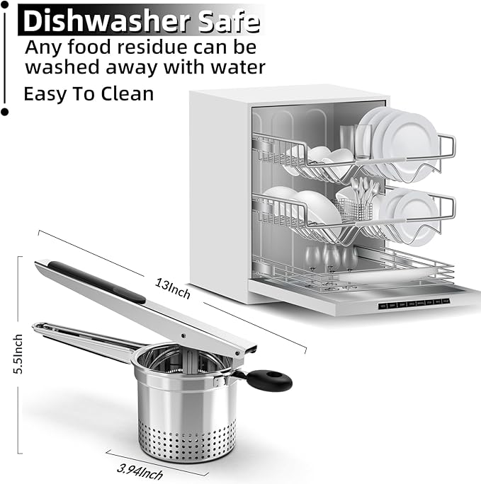 SPEENSUN Potato Ricer, Large 15 oz Potato Masher Make Fluffy Mashed Potatoes With Extra Hole, Heavy Duty Potato Ricer Stainless Steel, Comfort Non-slip Silicone Handle Ricer For Mashed Potatoes