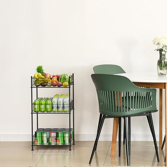 Water Bottle Organizer 3 Tier Freestanding Water Bottle Holder Storage Rack Metal Drink Beverage Soda Can Organizer Shelf Stand for Floor Pantry Kitchen Classroom Food Storage, Black