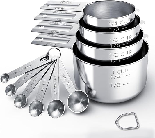 TILUCK Stainless Steel Measuring Cups & Spoons Set, Cups and Spoons,Kitchen Gadgets for Cooking & Baking (10)