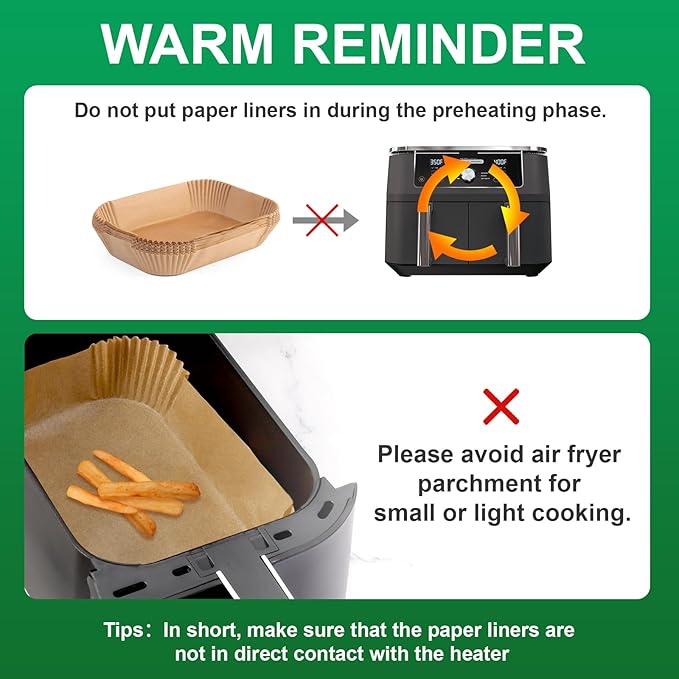 Air Fryer Liners Disposable, 200 pcs Rectangle Air Fryer Parchment Paper Sheets Air Fryer Accessories for Ninja SL401 DoubleStack XL 2-Basket Air Fryer