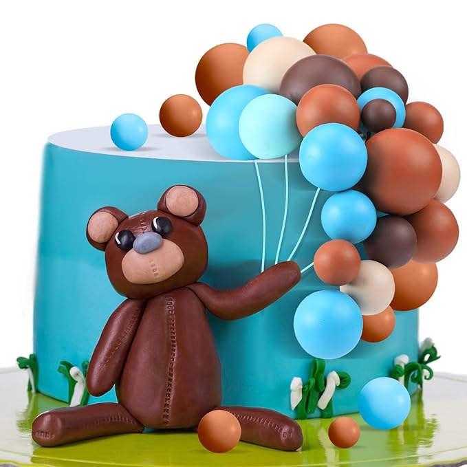 108 Pcs Balls Cake Topper DIY Cupcake Insert Foam Balloons for Cake Baking Wedding Anniversary Birthday Decoration(Retro Colors,Multi Sizes)