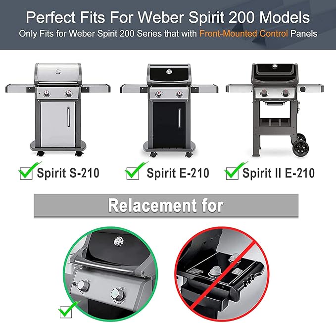 Set of 3-Pack 15.3" 7635 Flavorizer Bars for Weber Spirit 200 Series, Spirit E210 S210, E220, S220 with Front Control Knobs, Stainless Steel Heat Plates Flavor Bar for Weber Spirit E210