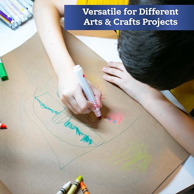 FIESTA WRAPS Brown Kraft Paper Roll 17.5 in x 1800 in (150 ft) Made in The USA - Brown Wrapping Paper Roll - Kraft Table Runner - Papel Craft