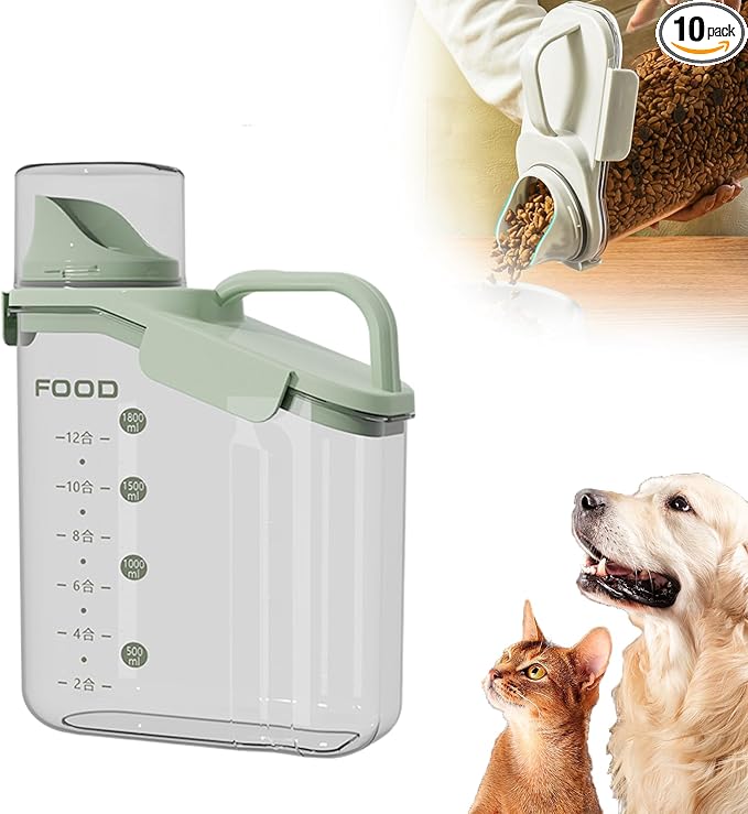 Clear Airtight Food Storage Containers, Transparent Cereal Dry Food Storage with Pouring Spout, for Flour, Sugar and Cereal (68oz Green)