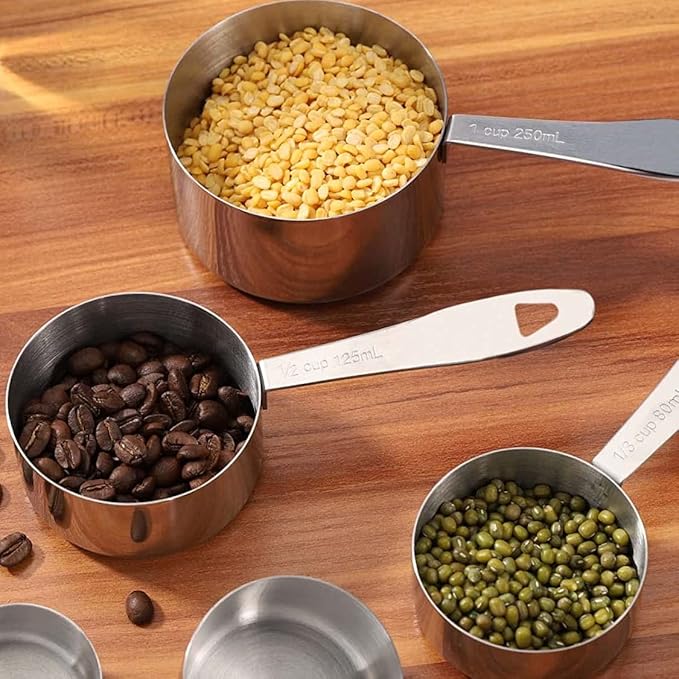 Joyhill Stainless Steel Measuring Cups and Spoons Set of 10 Piece, Stackable, Nesting Metal Measuring Cups for Dry & Liquid Ingredients, Cooking & Baking