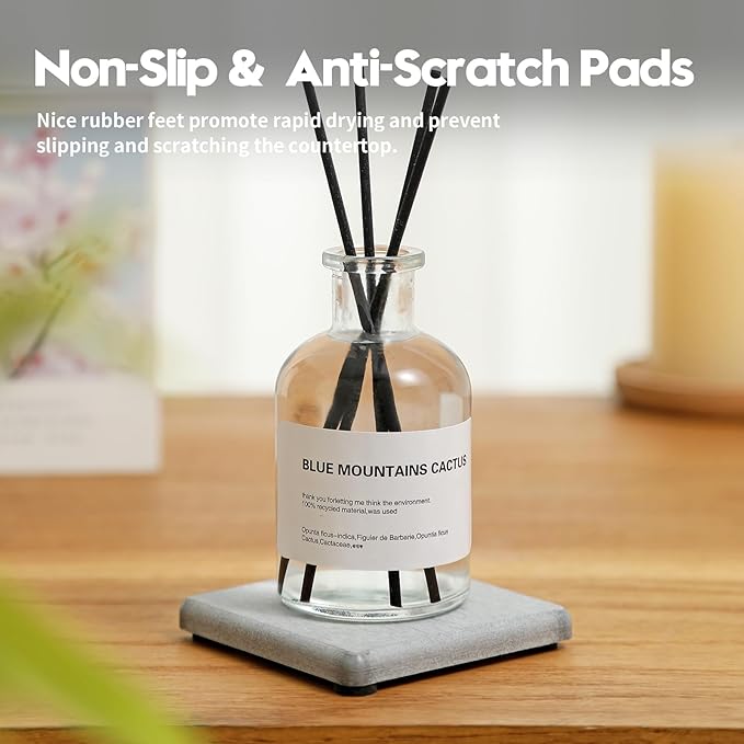 4PCS Bathroom Sink Vanity Trays, Diatomaceous Earth Quick Stone Drying Mat Kitchen Counter Dish Soap Dispenser Sponge Holder, Water Absorbing Caddy Organizer for Bottle & Cup, Light Gray