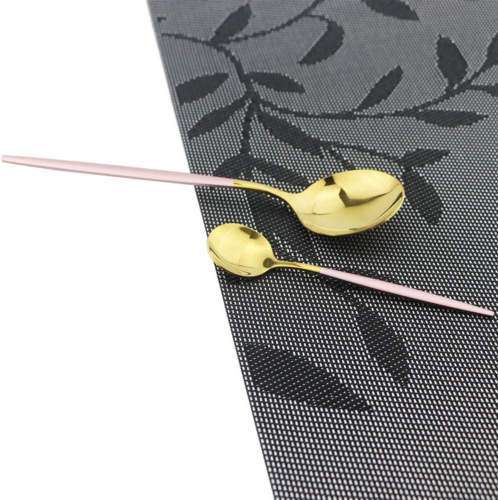 JASHII 30-Piece Stainless Steel Pink Gold Satin Finish Flatware Set - Mirror Polished Tableware Cutlery for Home and Restaurant - Dishwasher Safe