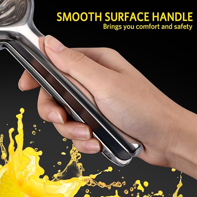 Lemon Squeezer, Sopito Stainless Steel Citrus Press Juicer Heavy Duty with Large Metal Squeezer Bowl for Seedless Juicing, Non-Slip Grip Design Manual Juicer, Silver