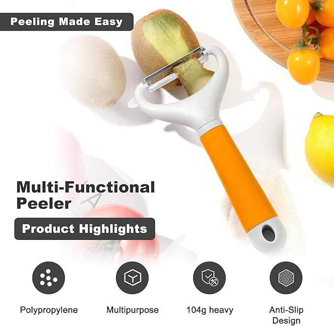 Li&Zhao Vegetable Peelers - Potato Peelers Fruit Peeler Veggie Peeler Carrot Peeler Apple Peeler Garlic Peeler for Kitchen Julienne Peeler, Dishwasher Safe(Orange)