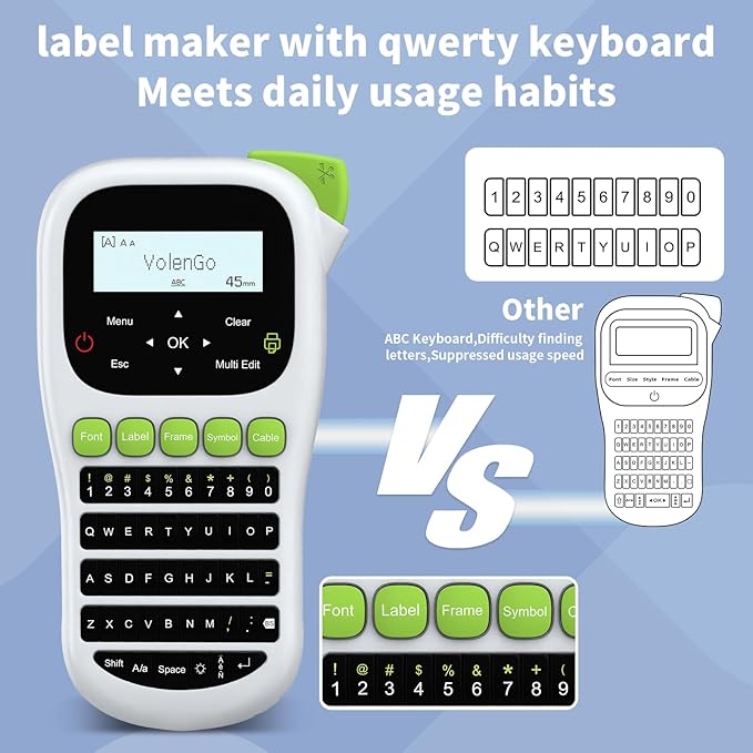 H1100 Label Maker Machine with Tapes 12mm Laminated, Backlit Handheld Label Maker Waterproof-Labels, QWERTY Keyboard & Multi Fonts, Portable Inkless Label Printer for Home Office Organization