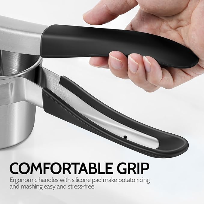 Potato Ricer, Sopito Stainless Steel Potato Masher with 2 Interchangeable Cups for Mashed Potatoes, Heavy Duty Kitchen Gadget for Home Use