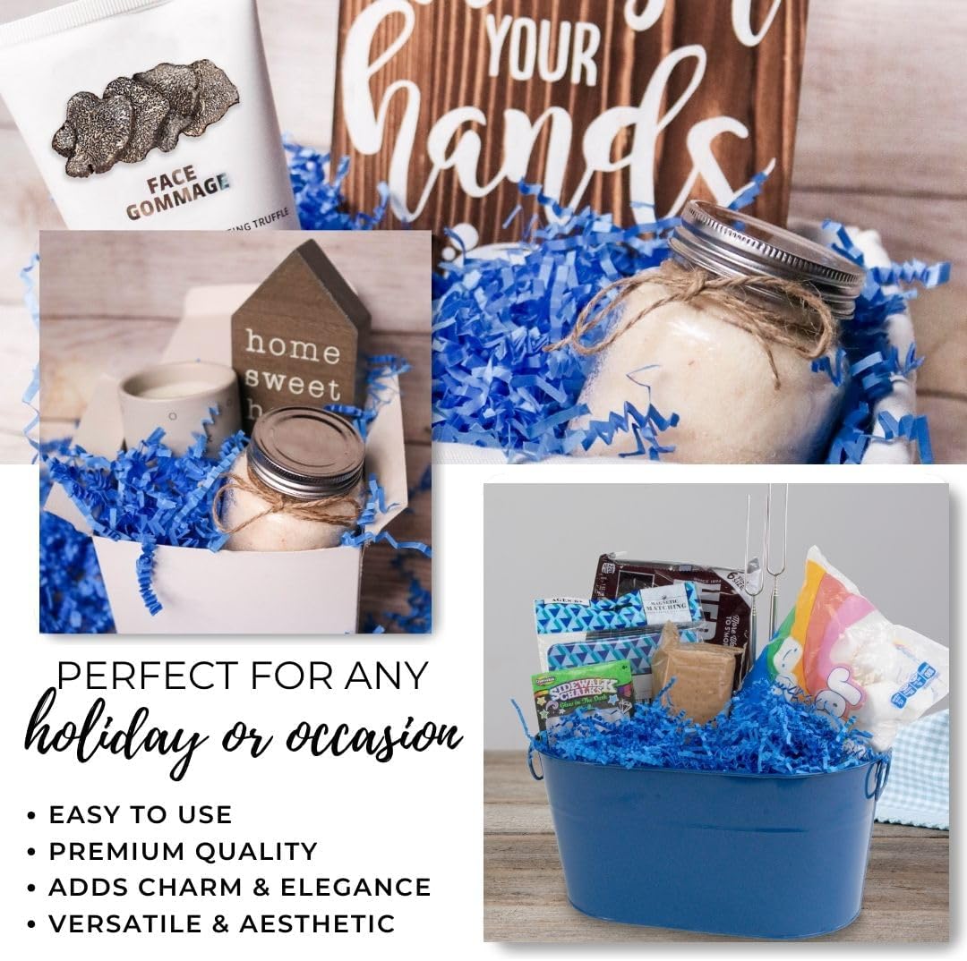 MagicWater Crinkle Cut Paper for Gift Baskets - 2LB - Sky Blue - Perfect for Shredded Paper Filler, Basket Filler, Gift Boxes, Bridesmaid Gifts, Halloween Stuffers & More – Ideal for All Occasions