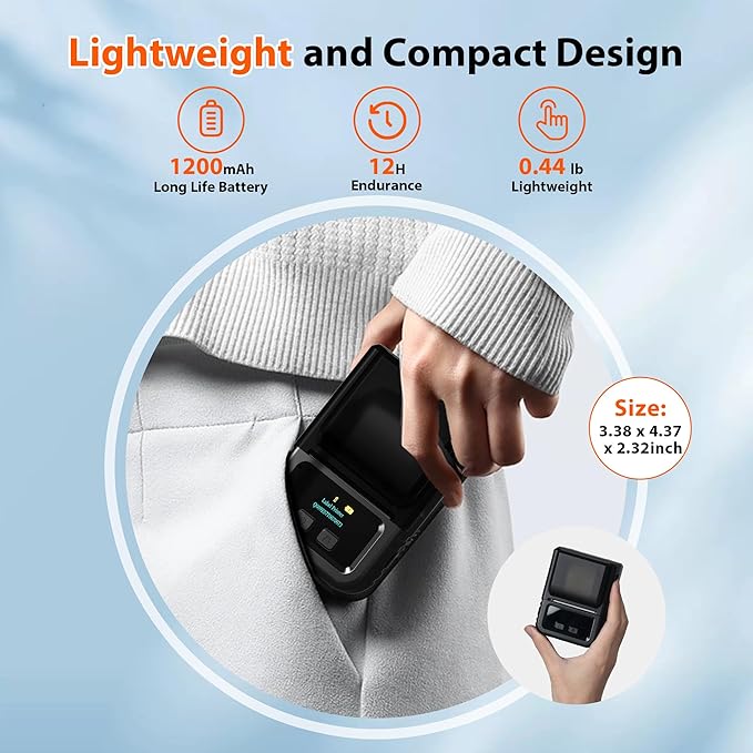 Phomemo M120 Label Maker, 2 Inch Barcode Printer, Portable Thermal Label Maker for Small Bussiness, Barcode, QR Code, Name, Address, Logo, Clothing, Office, Home, Sticker Printer for Phone/PC/Tablet